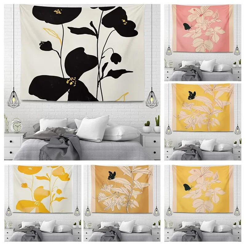 Настенный гобелен с растениями эстетическое украшение для домашней комнаты