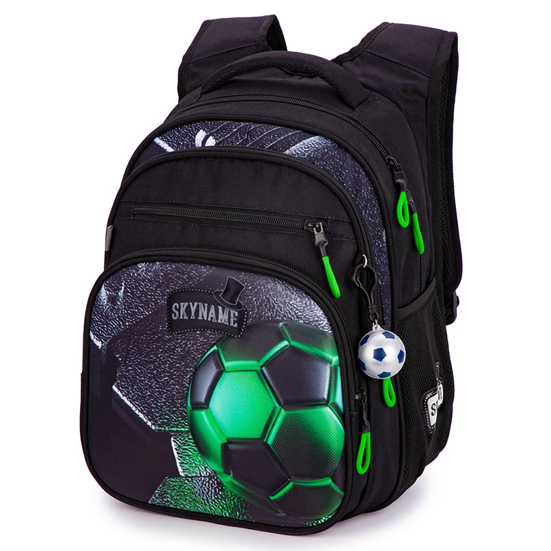 

Ортопедический школьный ранец для мальчиков, водонепроницаемый детский рюкзак с 3D рисунком футбола, ортопедические ранцы