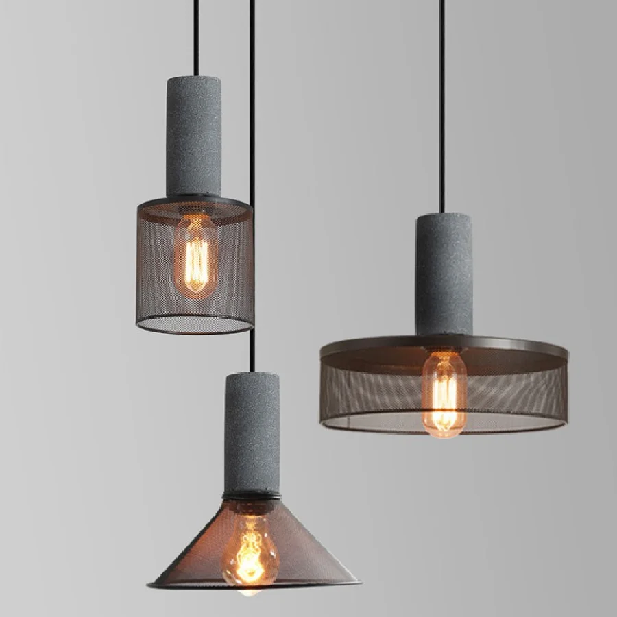 

Modern Industrial Style Pendant Light Indoor LED Cement Chandelier Iron Lampshade Bedroom Hanging Light For Hall Cafe Bar Table