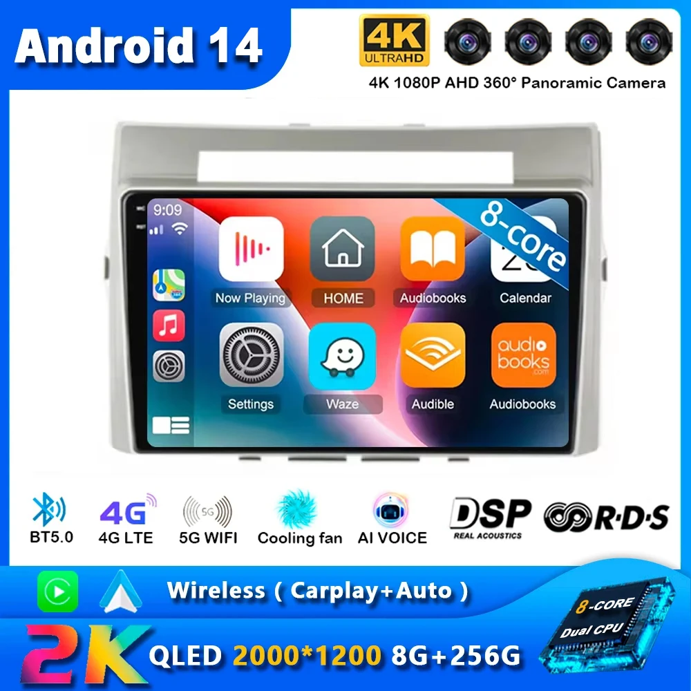 Автомобильный радиоприемник Android 14 для Toyota Corolla Verso 2004 2005 2006-2009 навигационный