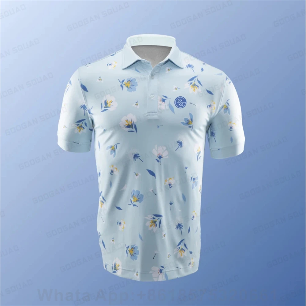 Polo Shirt Men Golf Casual Classic Lapel Button Breathable Shirt Summer Short Sleeve Tennis Badminton Football Volleyball Tshirt