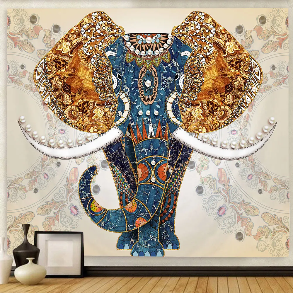 

Psychedelic Animal Tapestry Hippie Wall Hanging Elephant Wolf Tiger Tapestries Mandala Boho Backdrop Carpet Ceiling Table Cloth