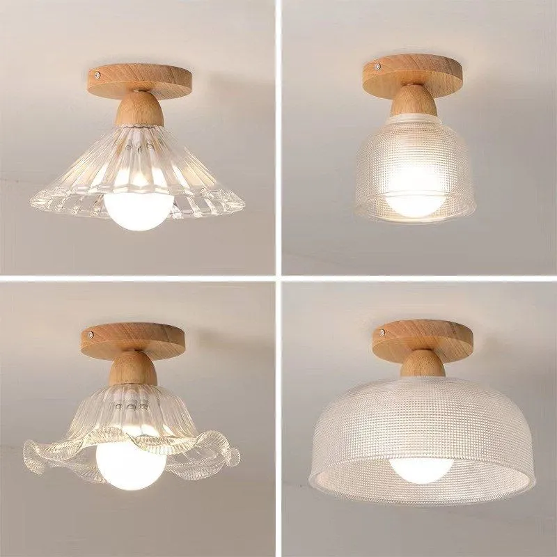 

Скандинавская искусственная стеклянная потолочная лампа, минималистичные деревянные светильники для прихожей, балкона, спальни, кабинета, бара, декоративные светильники, люстра