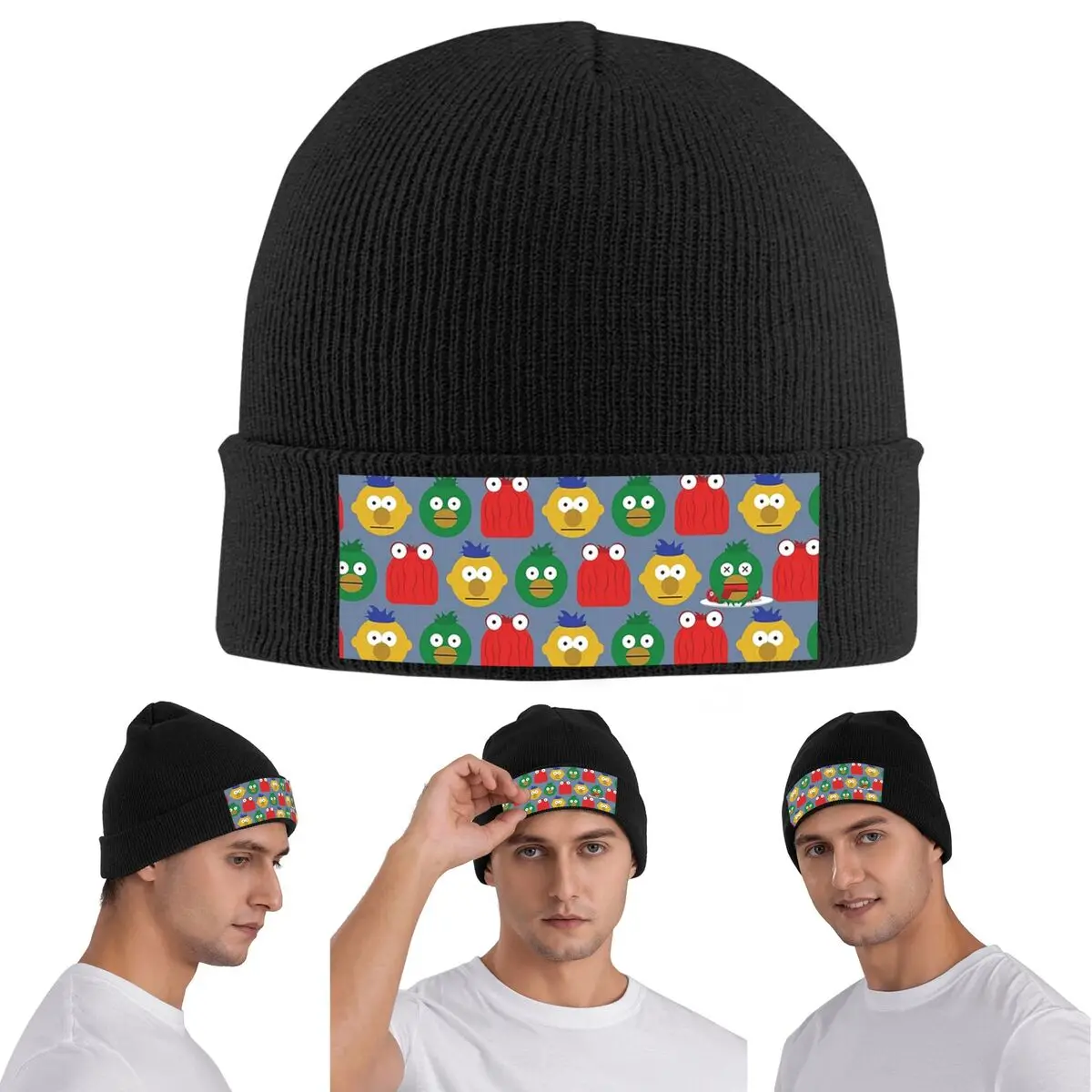 Фото DHMIS персонаж узор теплая вязаная шапка зимняя вязаная шапка Skullies шапочки хип-хоп шапки для унисекс №1