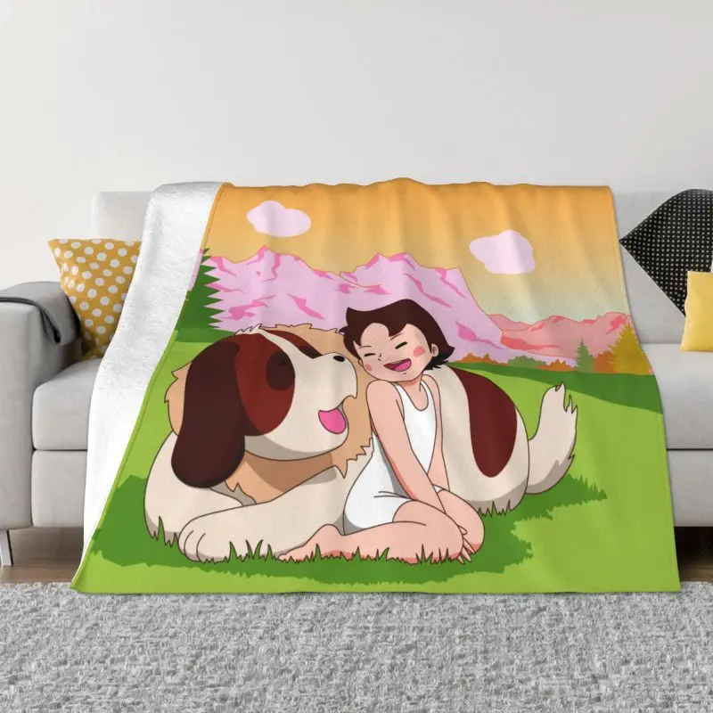 

Heidi And Goat Ultra-Soft Fleece Throw Blanket Warm Flannel Cartoon Alps Mountain Girl Blankets for Bed Office Couch Quilt