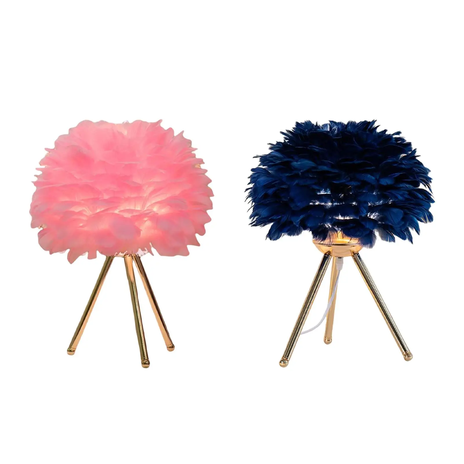 

Современный светодиодный ночник с абажуром из перьев, настольное освещение, железные поделки, E27, настольная лампа для прикроватного столик...