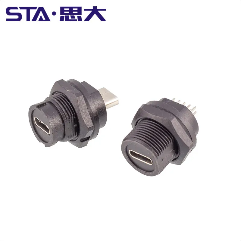 Водонепроницаемый разъем Шасси типа C Женский адаптер-конвертер для женской