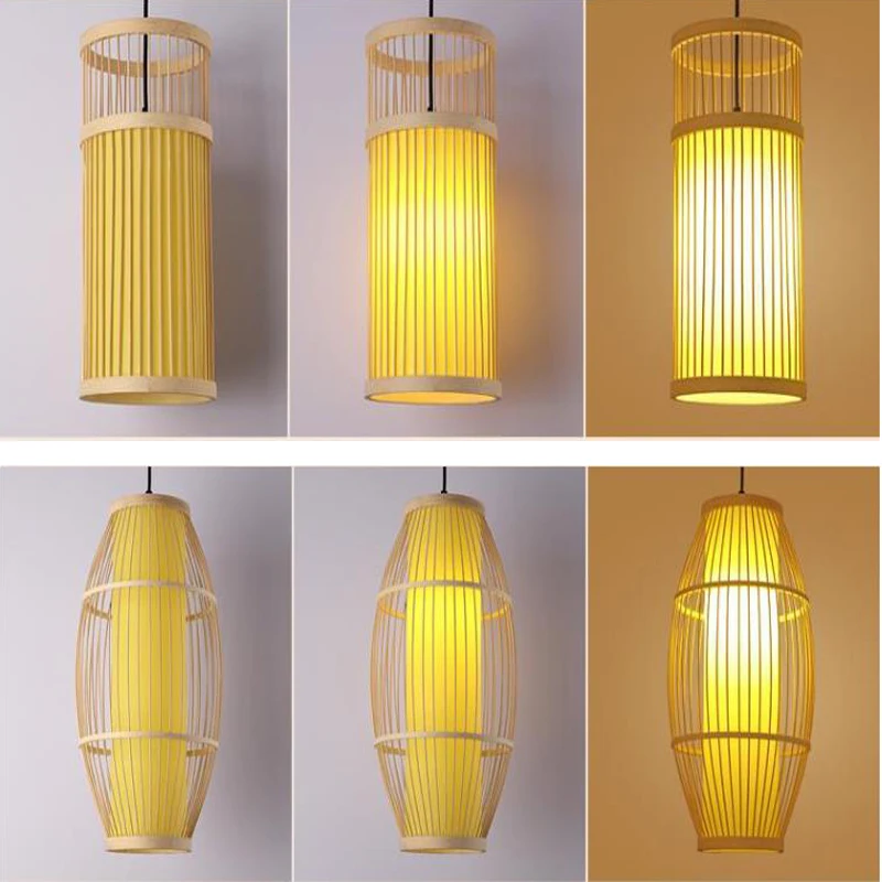 

ZK50 E27 Handicraft Chandelier Bamboo Bedroom Decorative Light Lantern Shade Bamboo Rattan Ceiling Light
