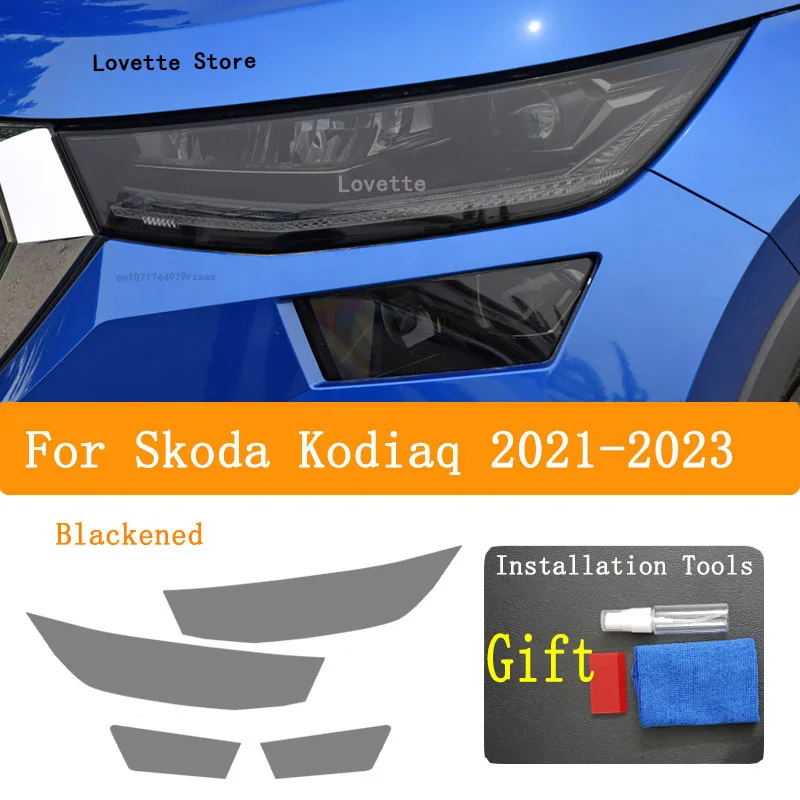 Аксессуары для Skoda Kodiaq 2021-2023 Защитная пленка передней фары автомобиля Прозрачная
