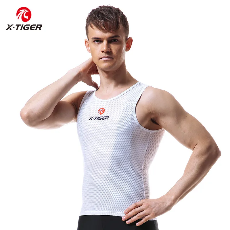 

2021 Hot X-Tiger Men's Cycling Base Layers 2022 MTB Bike Cool Mesh Superlight Vest Breathable Short Sleeves Cycling Shirt Under