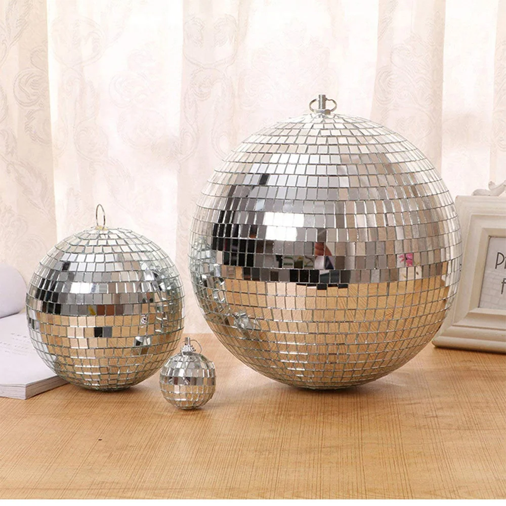 

Разноразмерный зеркальный шар для дискотеки, сценический светоотражающий стеклянный вращающийся шар, сценическое освещение для бара, свадьбы, дома, детской комнаты, Рождественское украшение