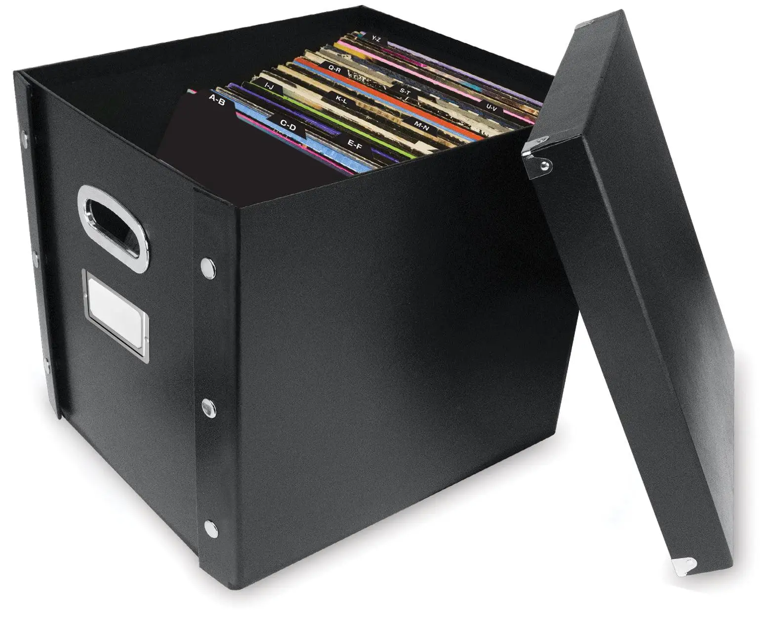 

Snap-N-Store Vinyl Records Storage Box with 13 Count Record Guides, Black, Adults