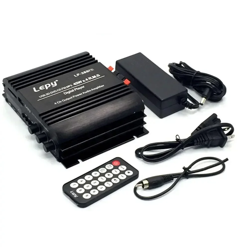 Фото Усилитель звука LEPY LP-269S Bluetooth, 4-канальный Hi-Fi стереоусилитель с USB, SD, DVD, CD, FM, MP3 для автомобиля, дома, компьютера, воспроизведения музыки без потерь №1