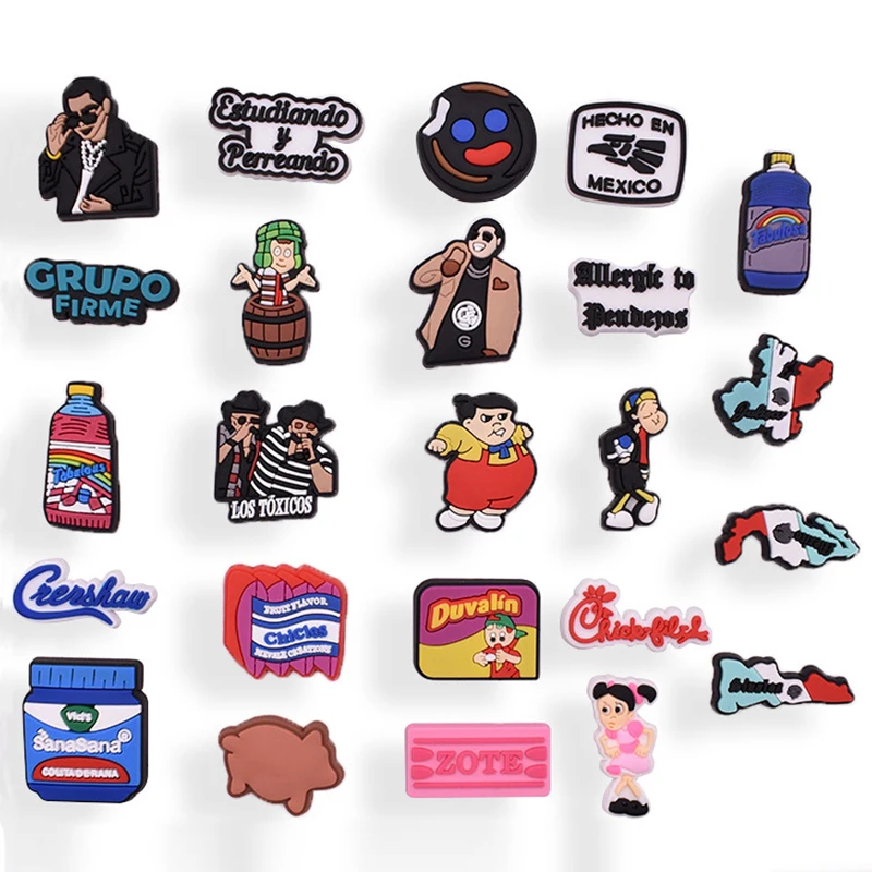 

Mexico Life Pins Croc Charms Cartoon Silicone Croc Charms Ornament PVC Garden Shoe Decoration pins for croc Kids Gifts 24-pack
