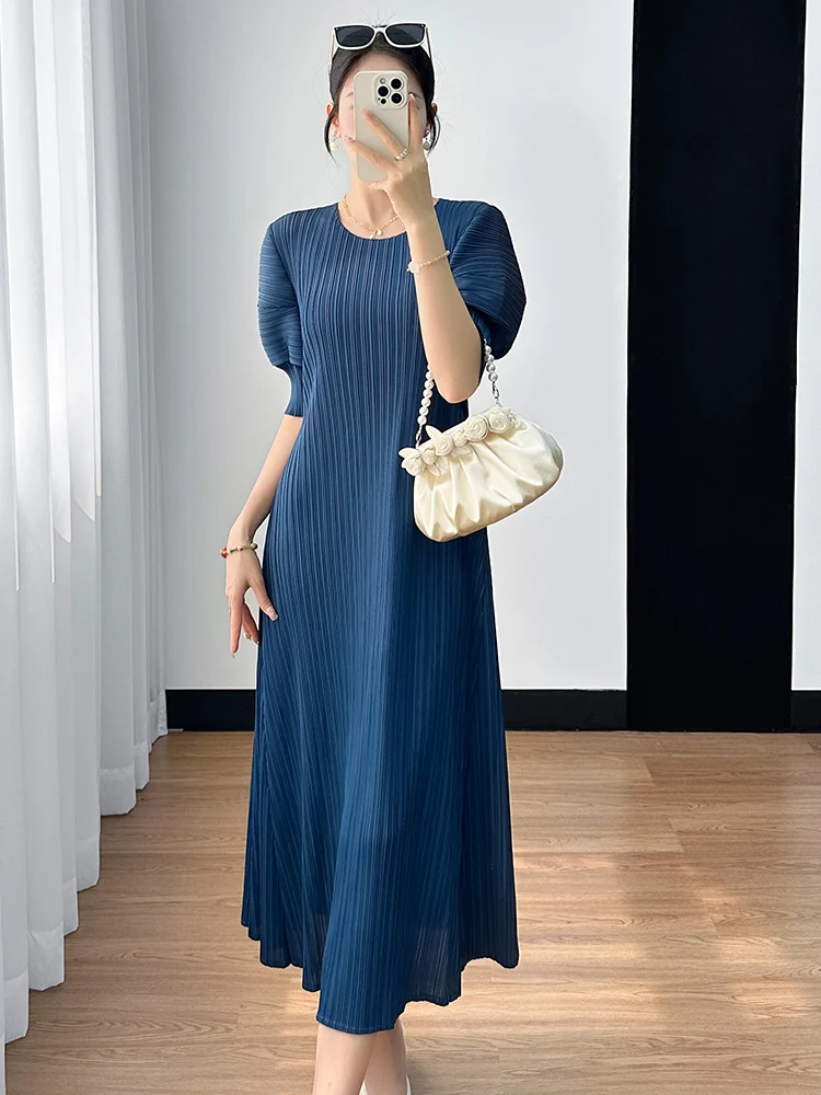 Sanzhai 2024 летнее платье с высокой талией женское дизайнерское короткими рукавами и