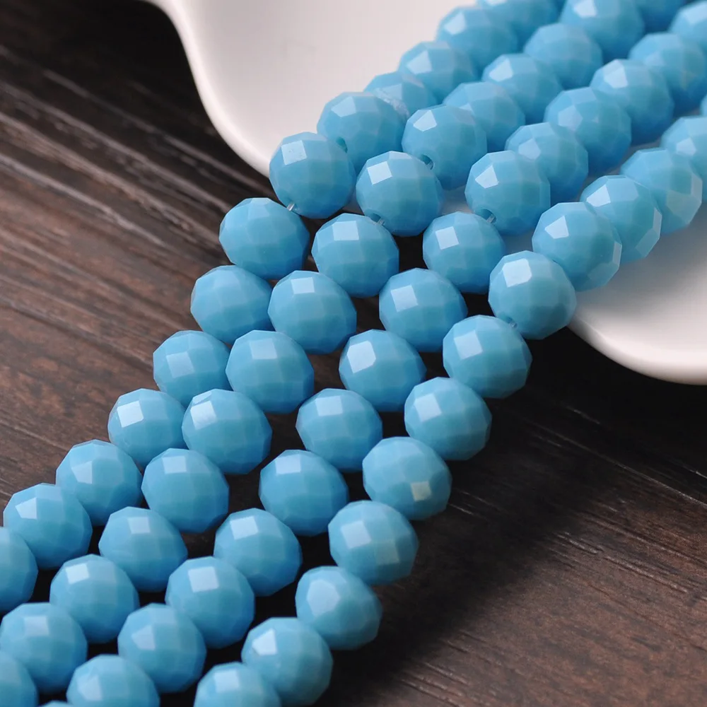 

Rondelle Faceted Czech Crystal Glass Opaque Lake Blue Color 3mm 4mm 6mm 8mm 10mm Loose Spacer Beads for Jewelry Making DIY