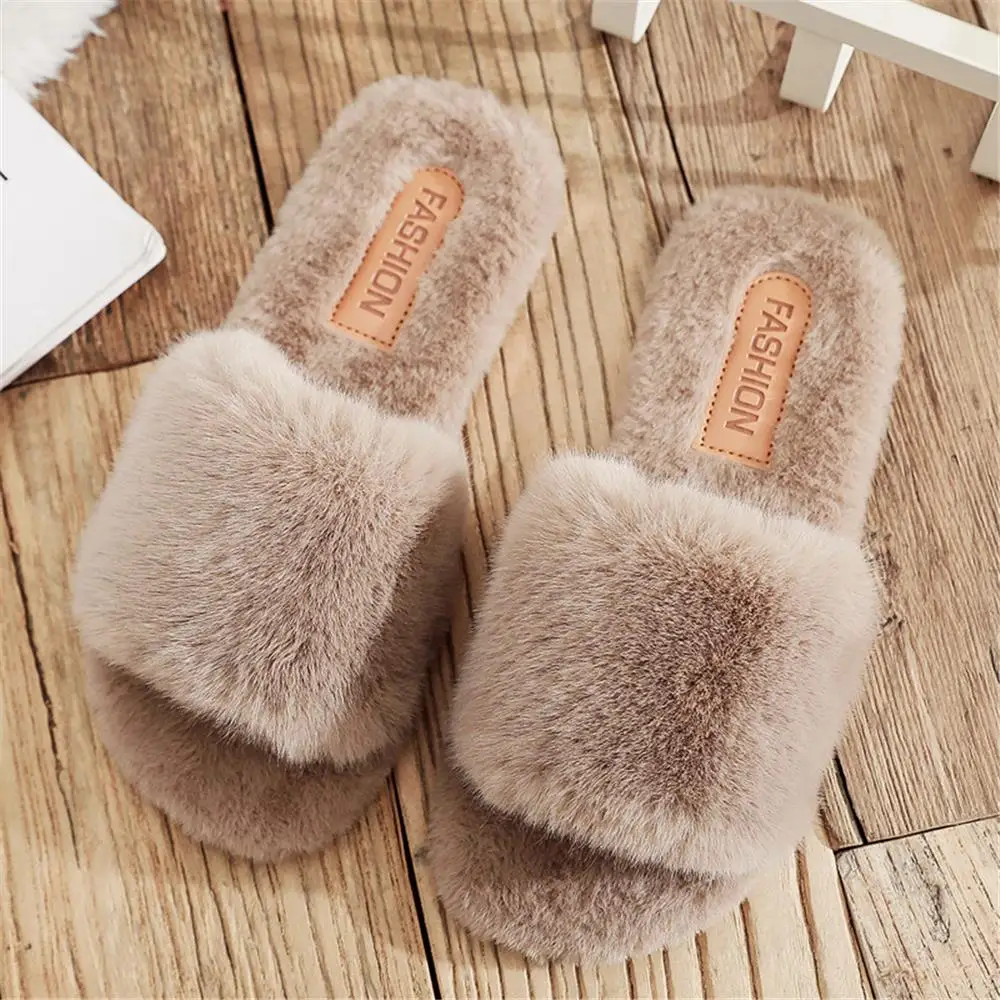 

2022 Winter Fashion Warm Women Furry Slippers Comfort Slip On Flip Flops Casual Indoor Open Toe Fluffy Ladies Home Slides Shoes
