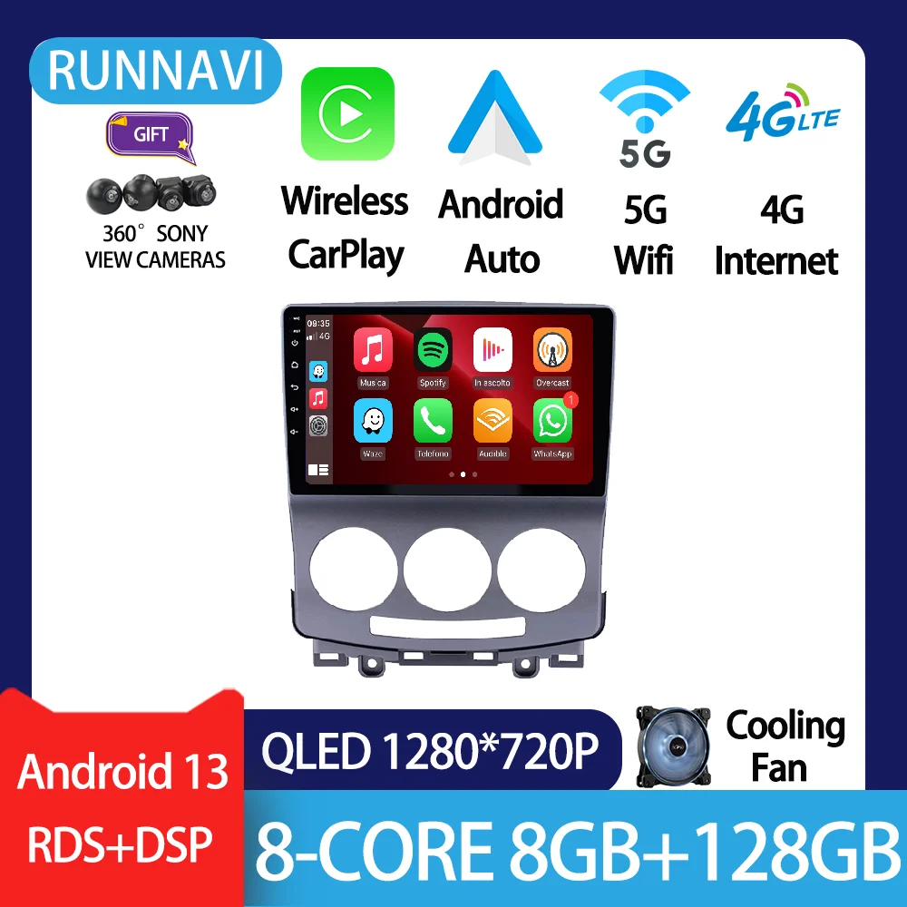 

Android 13 For Mazda 5 2005-2010 Car Radio Stereo Multimedia Video Player Navigation GPS Wireless Carplay DSP RDS QLED Auto