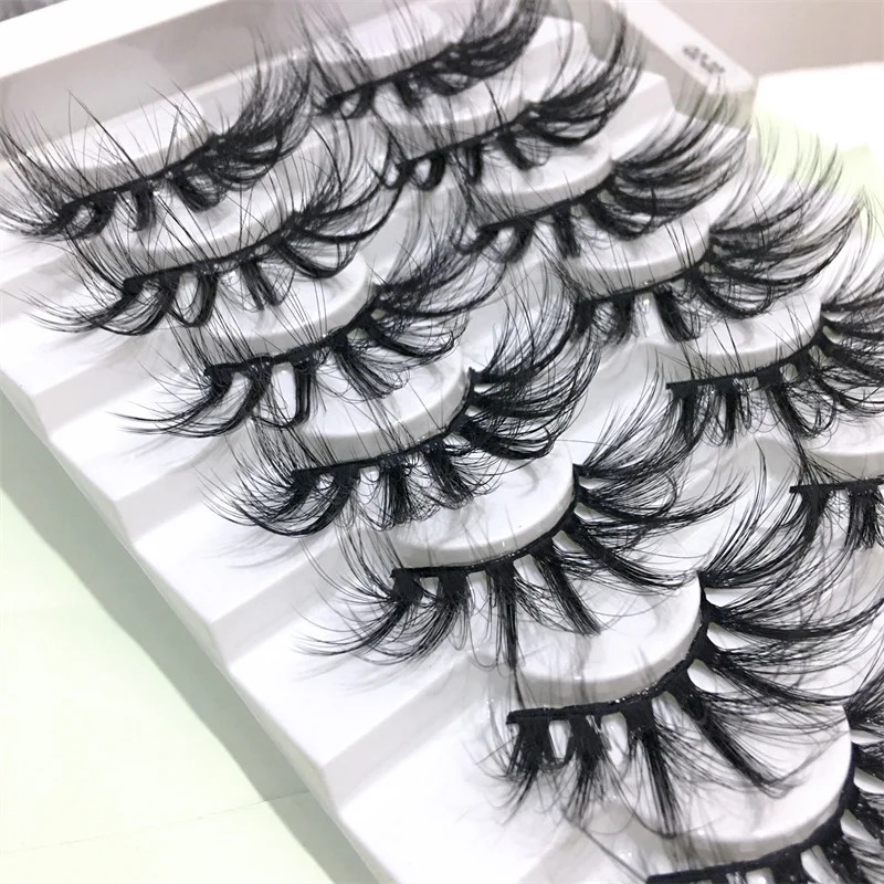 

NEW 8 Pairs Faux Mink Eyelashes 25mm Lashes Fluffy Messy 3D Mink Lashes Wholesale Dramatic Natural False Eyelashes Extension