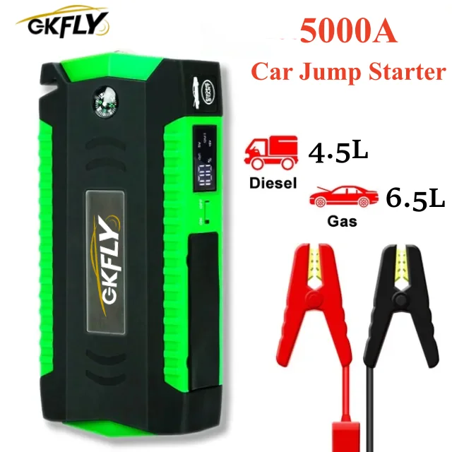 GKFLY 12 В автомобильный стартер V 4000A High Power Bank литий-полимерный аккумулятор пусковое устройство Booster Buster стартер с кабелями
