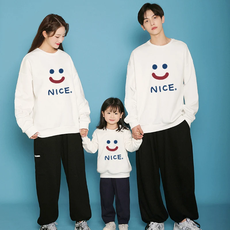 

Family Matching Outfits Autumn Round Neck Hoodies Sweater For Parents And Children 500g High Quality Long Sleeve Pullover