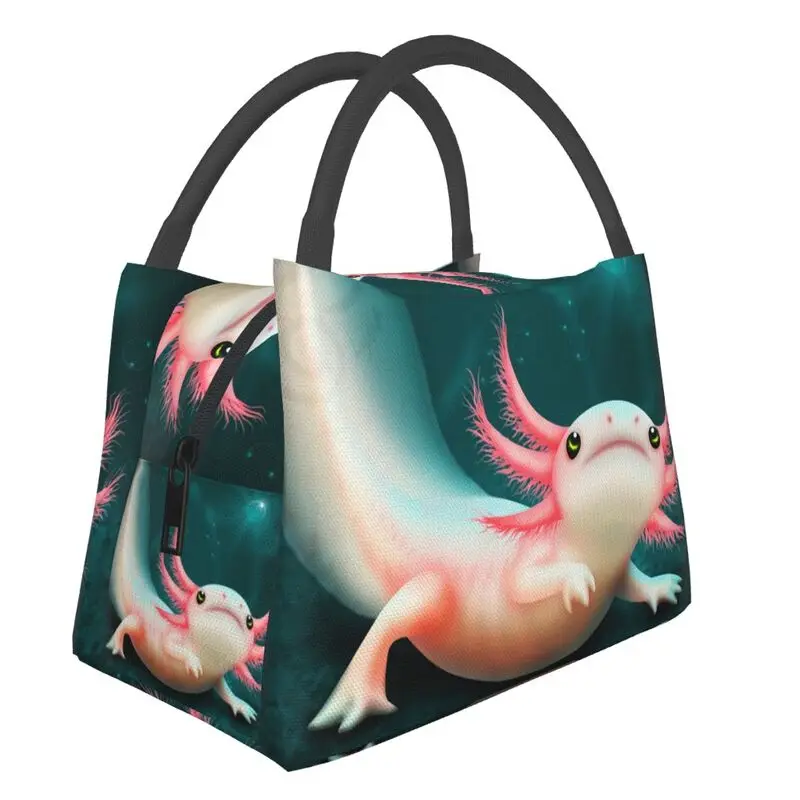 

Теплоизолированные ланч-пакеты Axolotl с улыбающейся саламандой, Женская Расслабляющая Сумка-тоут для ланча с животными, многоразовая коробка...