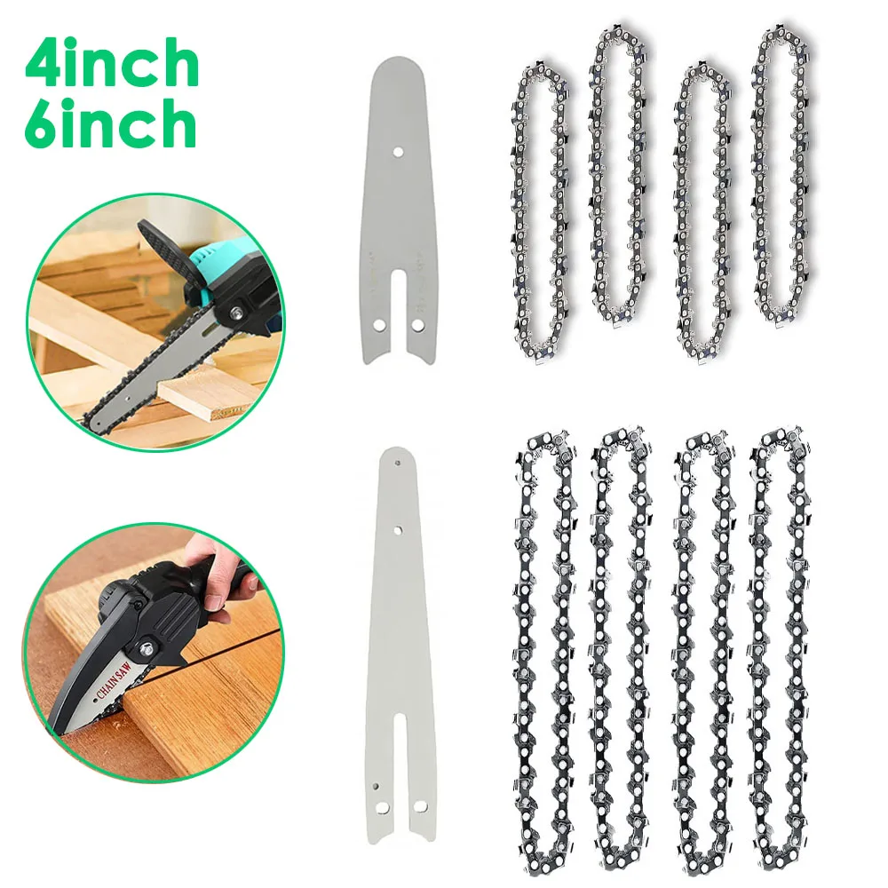 

Chainsaw Saw 6in Replacement 4inch Steel Inch Chain Accessory Gardening Tools Power Chain Mini 4/6 Electric Parts Chains Guide