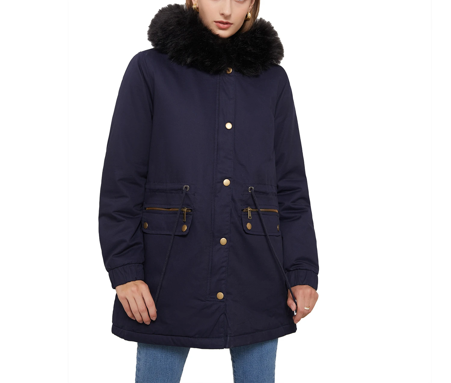 Autumn and Winter 2022 New Women's Plush Cotton Jacket Women's Fashion Hooded Warm Jacket with Fur Collar Loose Cotton Jacket