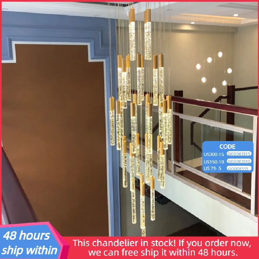 

Хрустальная люстра с длинной лестницей, роскошный Декор для дома, гостиной, столовой, отеля, высокий потолочный декоративный подвесной светильник, светодиодная лампа
