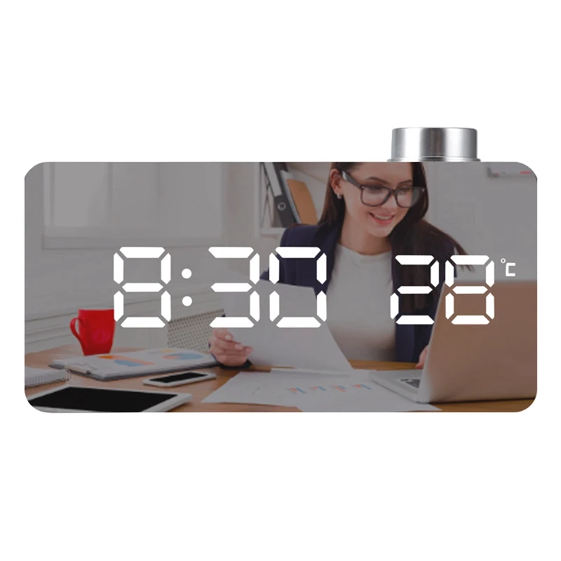 

Promotion! Digital Clock Large Display,LED Alarm Clocks Mirror Surface For Makeup With Diming Mode,For Home Bedroom Decor