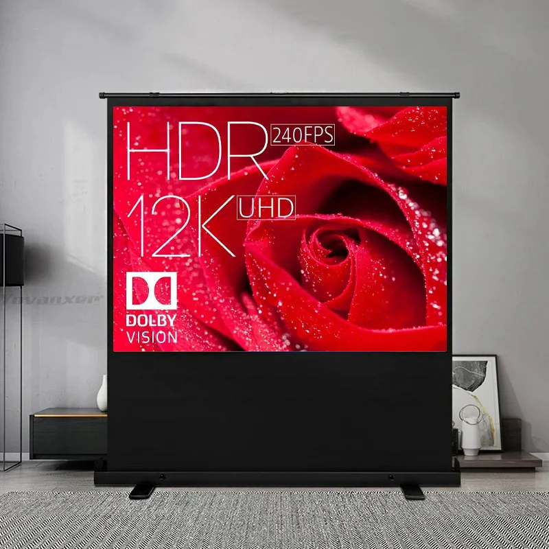 Универсальный переносной напольный проекционный экран из стекловолокна серого