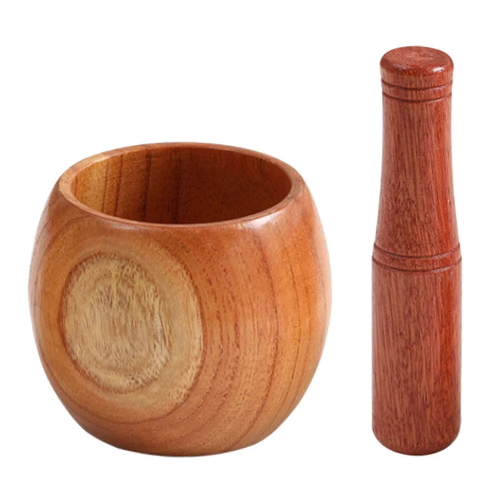 

Creative Wooden Garlic Mortar Pestle Useful Garlic Masher Kitchen Gadget