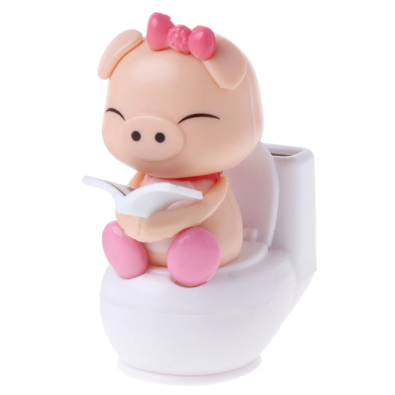 Свинка на солнечной батарее сидящая унитазе украшение для автомобиля детская