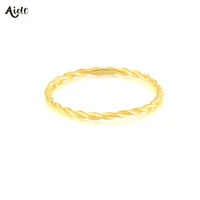aide presale solid gold jewelry 9k10k14k18k24k gold rings for women girl minimalist simple twisted thin slim versatile rings