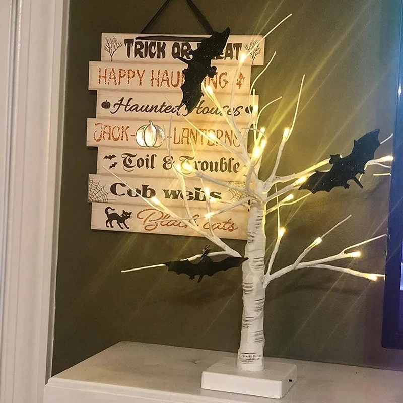halloween party birch tree led light pumkin hanging ornaments desktop decoration for home christmas halloween kids gift lamp free global shipping