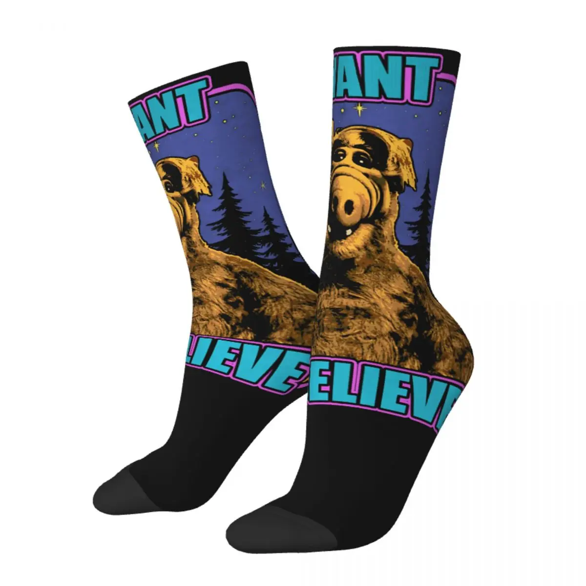 

Hip Hop Vintage I Want To Believe Crazy Men's Socks Unisex ALF The Animated Series Harajuku Seamless Printed Crew Sock Boys Gift