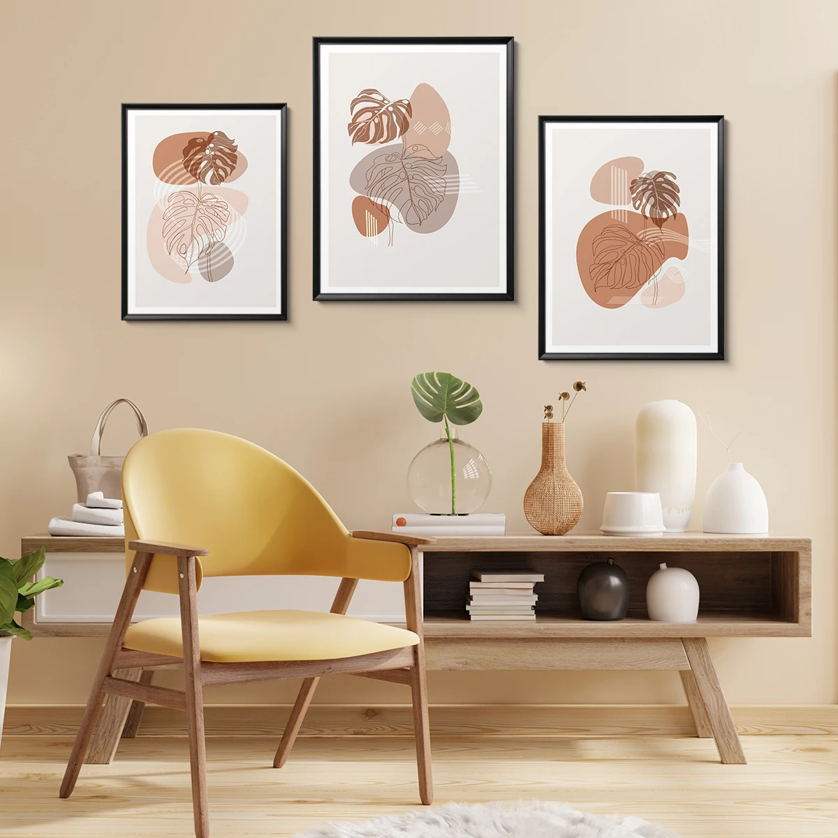 

Modern Abstract Monstera Boho Minimalist Wall Art Print Paper Nordic Canvas Painting Wall For Living Room Wall Decor Decoration