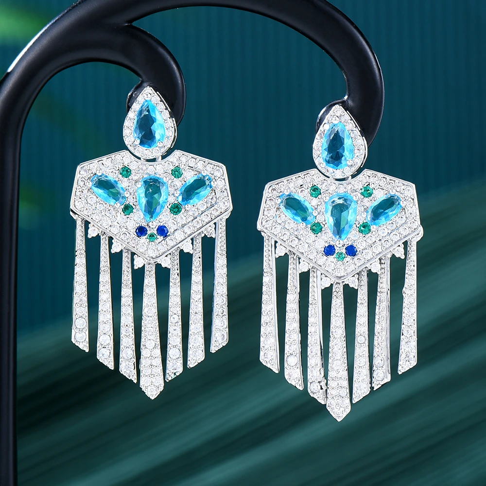 

Jimbora Surper Luxury Gorgeous Tassel Pendant Earrings For Noble Women Bridal Wedding Daily Jewelry High Quality