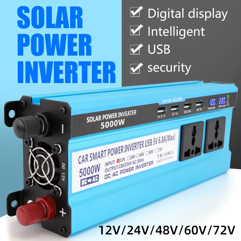 

5000 Вт 4000 Вт 3000 Вт модифицированный синусоидальный преобразователь напряжения трансформатор для солнечной панели автомобиля дома 12 В постоянного тока 24 В переменного тока 220 В конвертер