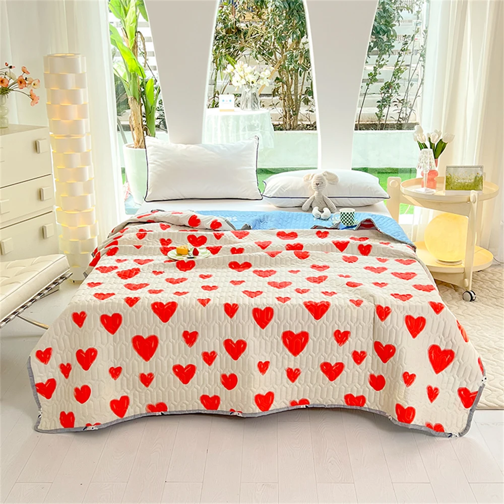 

Printed Summer Thin Quilt Skin Friendly Throw Blanket Air Conditioning Office Napping Blankets For Bed Bedroom Decoration Quilts