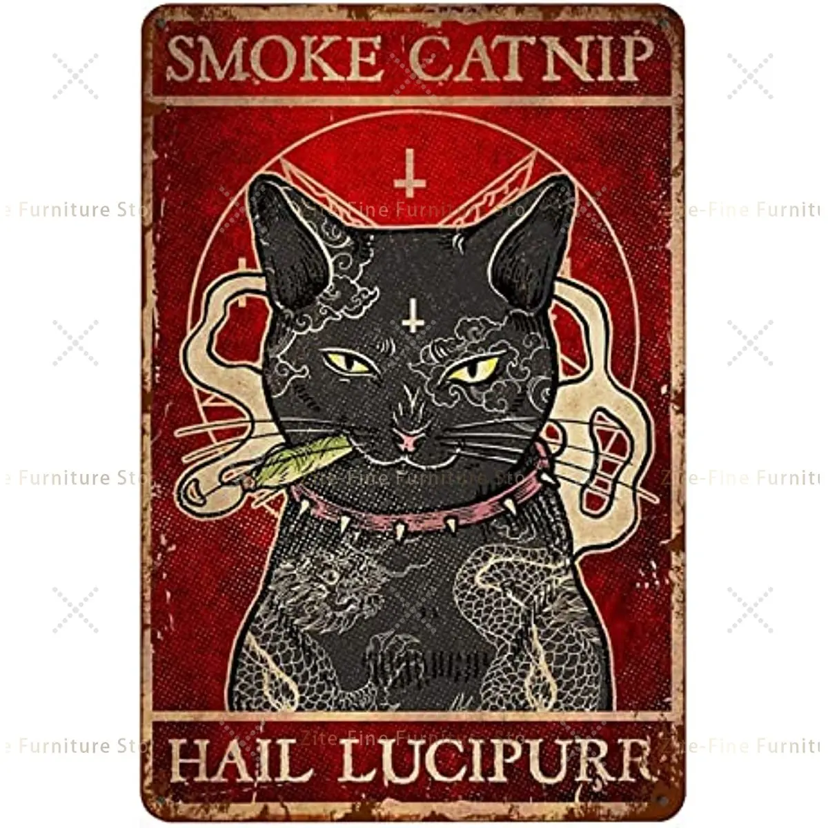 

Cat Retro Tin Signs - Cat Smoke Catnip - Vintage Tin Sign For Bathroom Cave Home Wall Club Cafe Bar Wall Decor Metal Poster