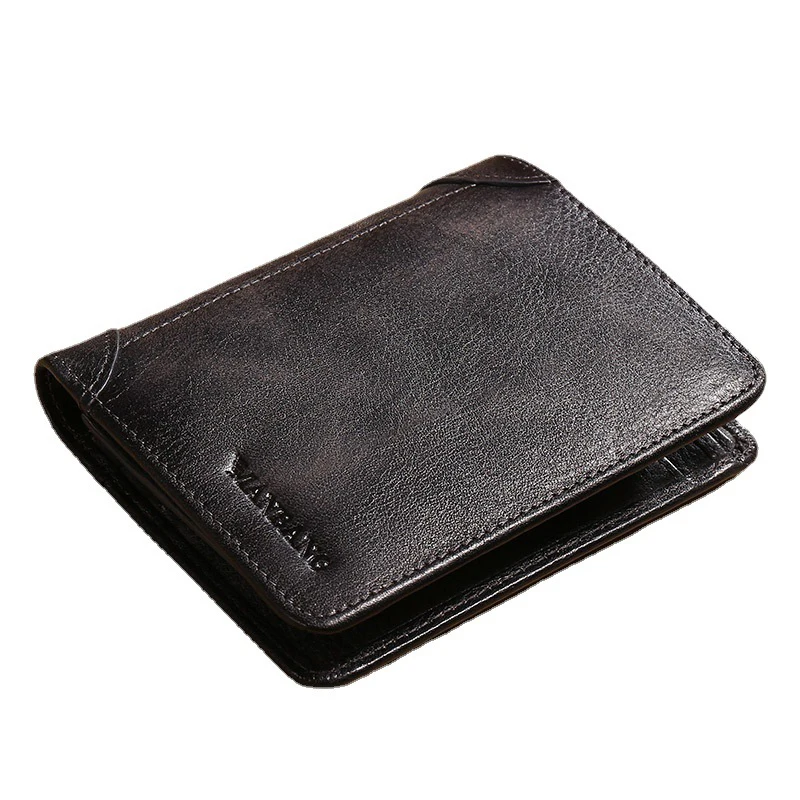 New Arrival Men's RFID Genuine Leather Trifold Wallet For Man ID Credit Bank Card Holder Small Pocket Black Brown Base Wallets