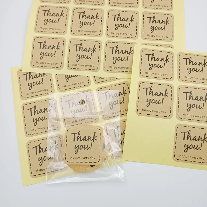 Спасибо, наклейка из крафт-бумаги для свадьбы, дня рождения, товары для выпекания, печать, этикетка, конверт, канцелярские принадлежности, прекрасный 120 шт./лот