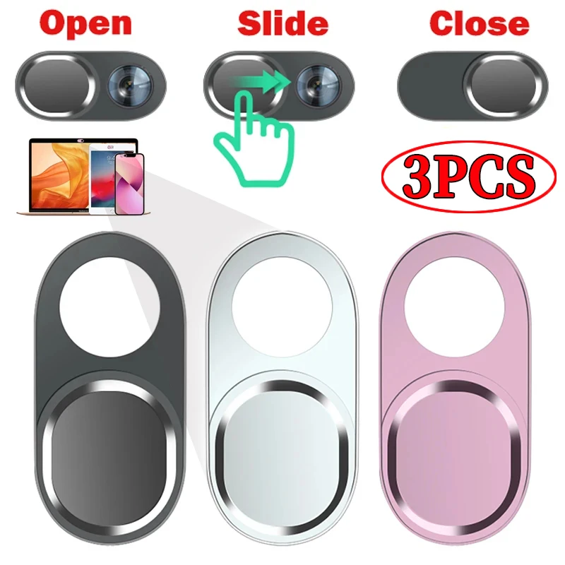 

3PCS Webcam Cover Metal Camera Privacy Protective Cover Slider for IPad Macbook Tablet PC Phone Lenses Protector Shutter Sticker