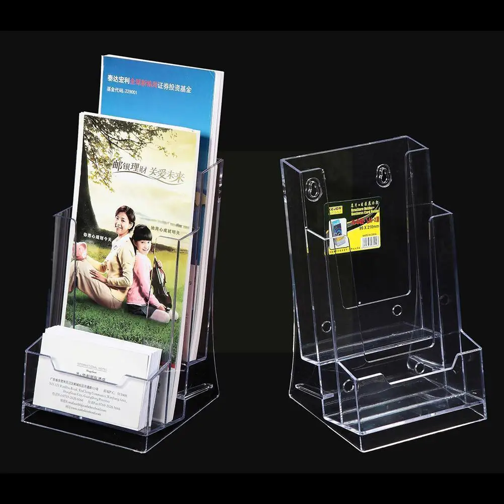 

3 Grid Clear Acrylic Business Card Holder Brochure Transparent Display Men Stand Credit Holder Pamphlet Card Office Desk Ba H4o7