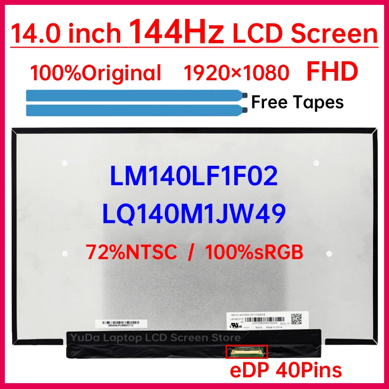 14-дюймовый ЖК-экран для ноутбука 144 Гц LM140LF1F02 LQ140M1JW49 ASUS ROG Zephyrus G14 GA401Q PX401Q матричная