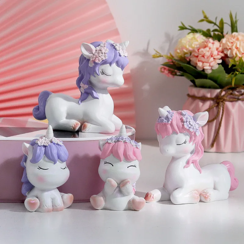 

Мультяшный Единорог, украшение из смолы, креативные десерты, настольное украшение для дома, подарок на день рождения для девочек