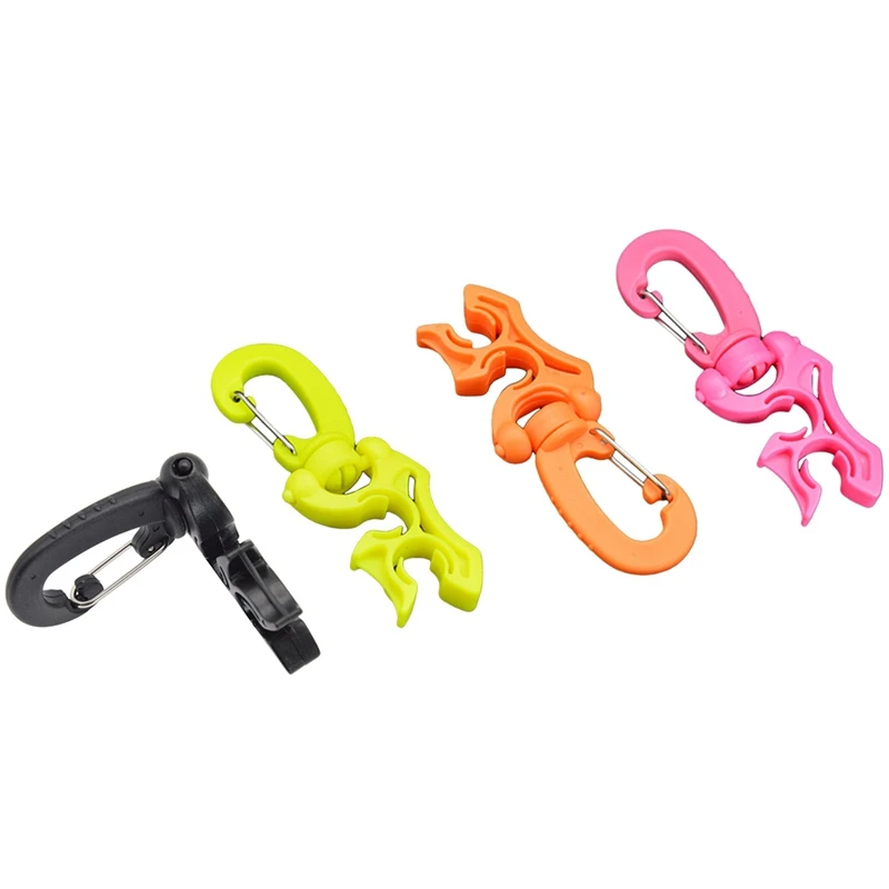 

4 Packs Scuba Hose Clip Scuba BCD Diving Hose Holder Clip with Snap Hook Buckle for Snorkeling Scuba Diving Accessories