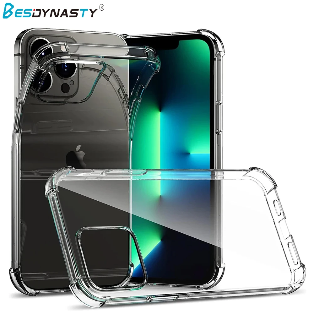 Противоударный прозрачный силиконовый чехол для телефона iPhone 16 15 14 Plus 13 12 Mini 11 Pro XS