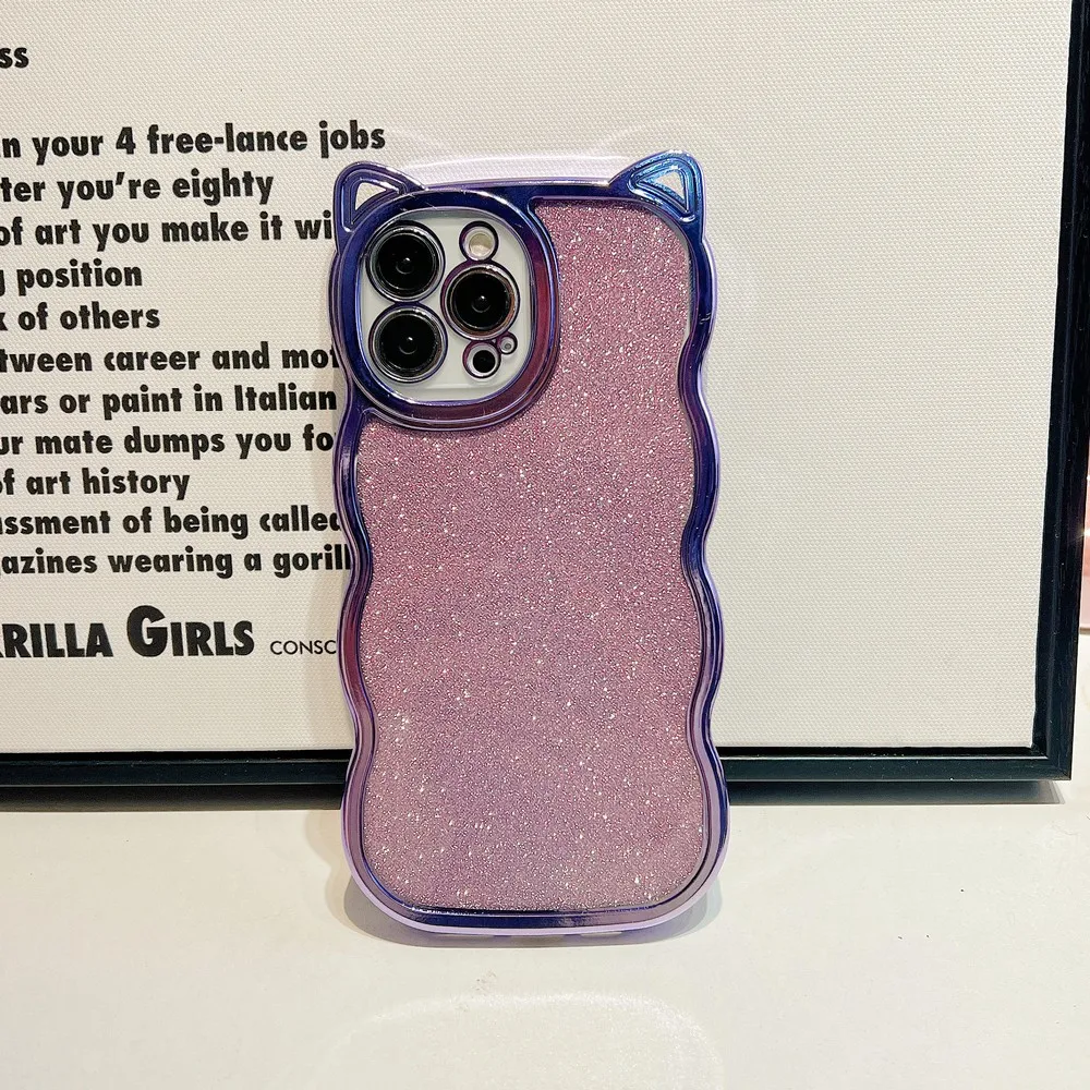 

Electroplated Glitter Cat Ears Pattern Case For iphone 14 11ProMax 11 12ProMax 12Pro 12 13ProMax 13Pro 13 X XS XR XSMAX